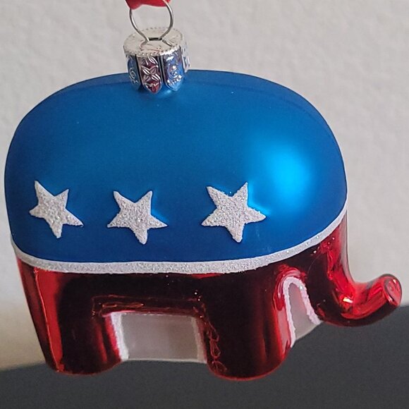 Waterford Republican Elephant Ornament NIB Holiday Heirlooms Blown Glass - Picture 7 of 8